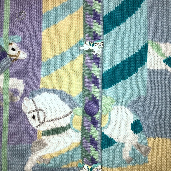Nwt Storybook Knits Swearer size 1X Carousel Horses Spring - Picture 2 of 3
